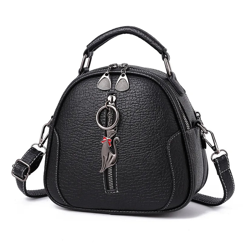 Crossbody Bag for Women – PU Leather Purse with Cat Charm