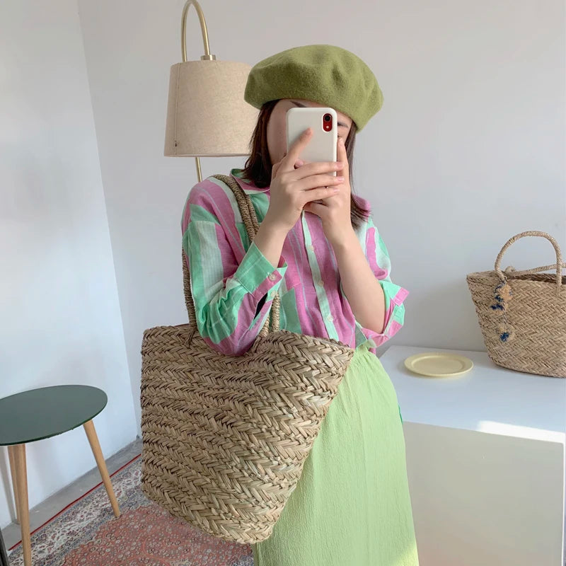 Weave Large Tote Bag 2021 Summer Straw Women S Designer Handbag Capacity Beach Travel Basket