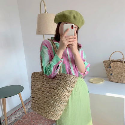 Weave Large Tote Bag 2021 Summer Straw Women S Designer Handbag Capacity Beach Travel Basket