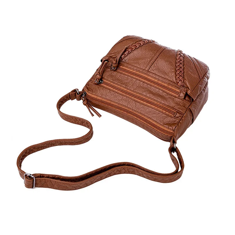 Soft PU Leather Crossbody Bag for Women – Lightweight Multi-Pocket Shoulder Purse