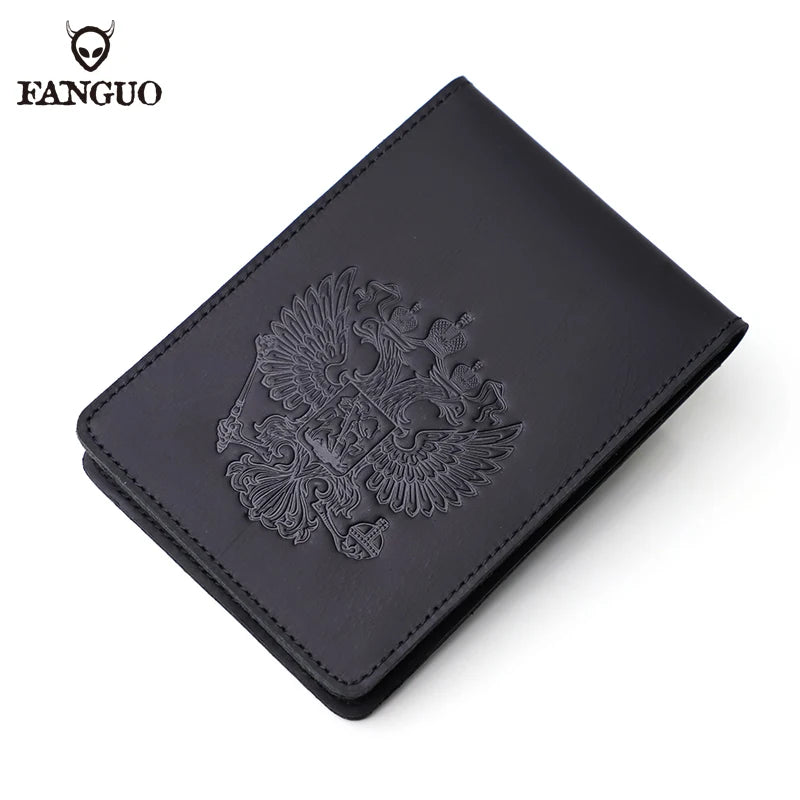 Genuine Leather Driver License & Document Holder – Russian Eagle Emboss