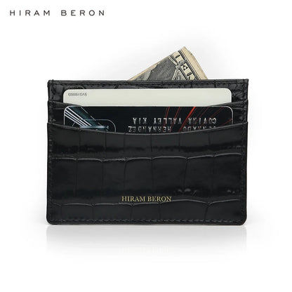 Croco Leather Card Holder Wallet – Custom Name Monogram