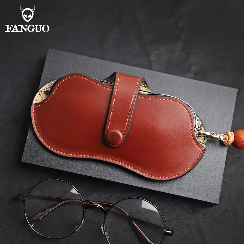 Genuine Leather Glasses Case – Handmade Portable Eyeglasses Pouch