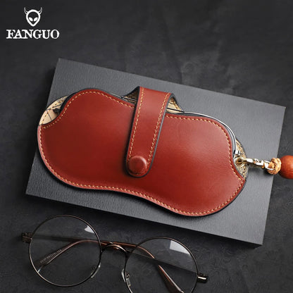 Genuine Leather Glasses Case – Handmade Portable Eyeglasses Pouch