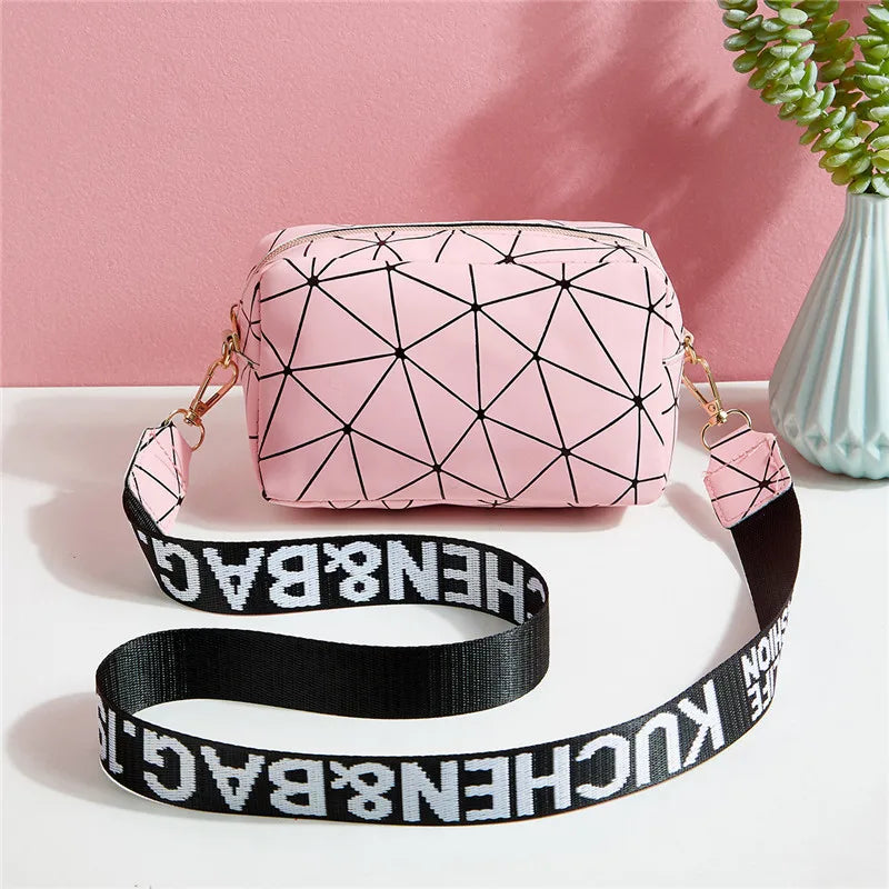 Geometric Crossbody Bag – Women's PU Leather Small Shoulder Purse