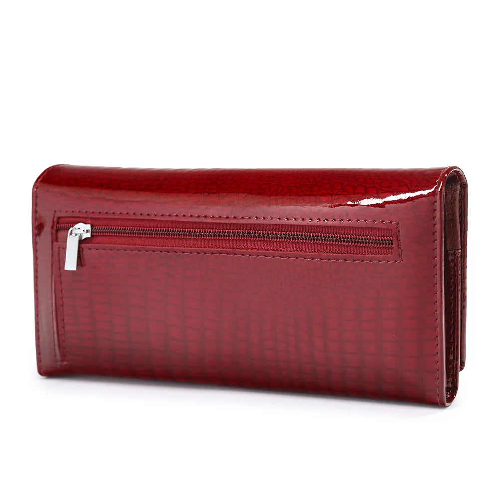 Crocodile Pattern Genuine Leather Long Wallet for Women