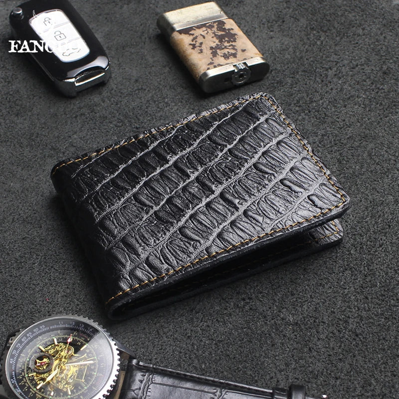 Genuine Leather Ostrich Pattern Driver's License Holder & Card Wallet