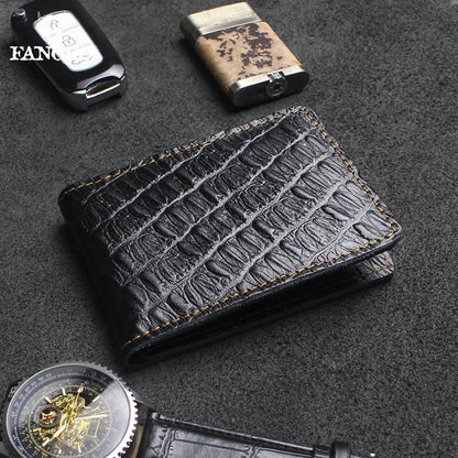 Genuine Leather Ostrich Pattern Driver's License Holder & Card Wallet
