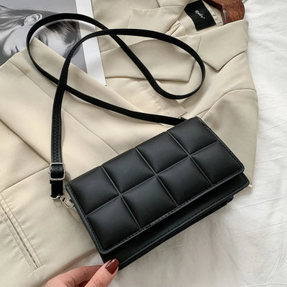 Quilted PU Leather Crossbody Bag – Women's Compact Shoulder Bag