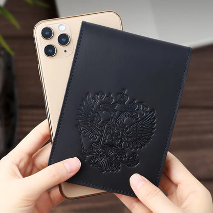 Genuine Leather Driver License & Document Holder – Russian Eagle Emboss