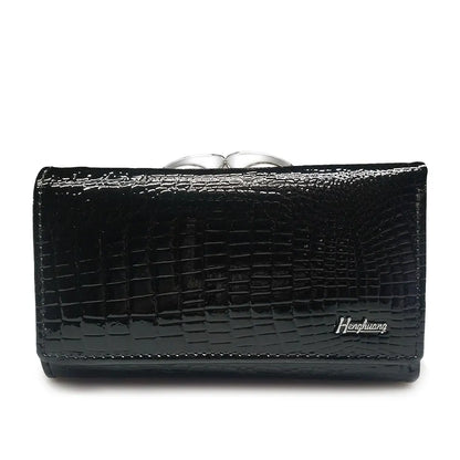Genuine Leather Women's Small Short Clutch Wallet