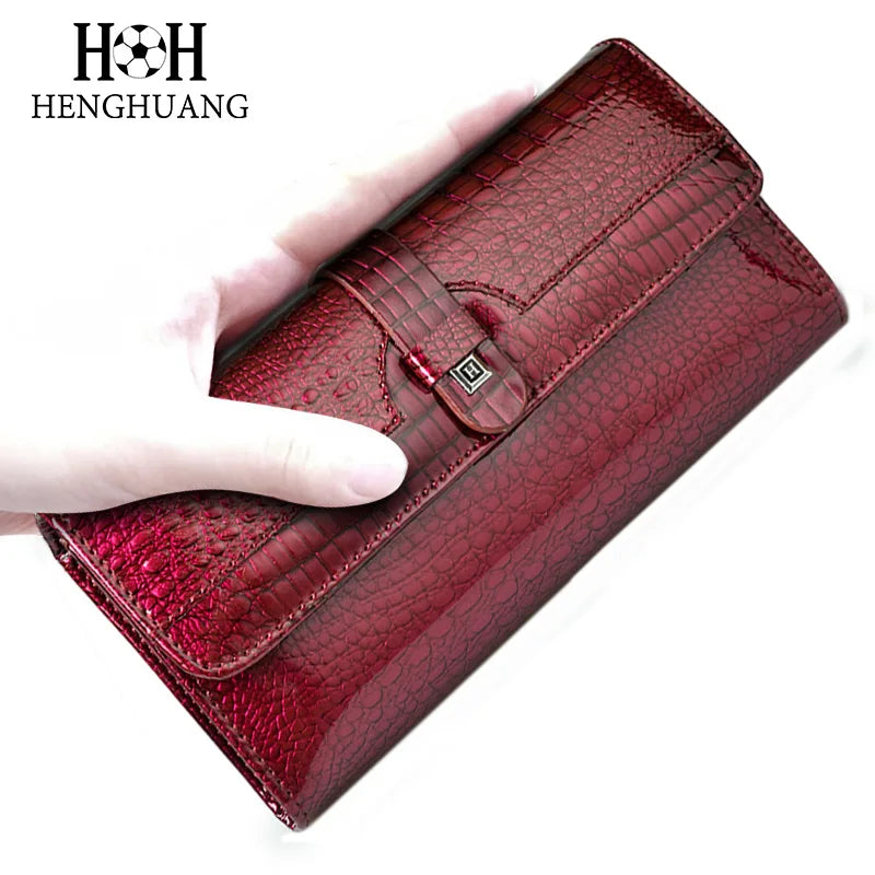 Alligator Pattern Women's Genuine Leather Long Wallet
