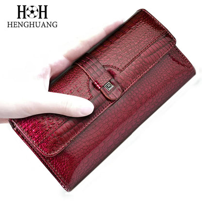 Alligator Pattern Women's Genuine Leather Long Wallet