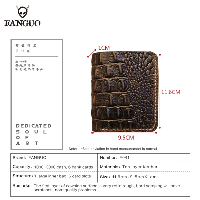 Crocodile Pattern Genuine Leather Wallet for Men