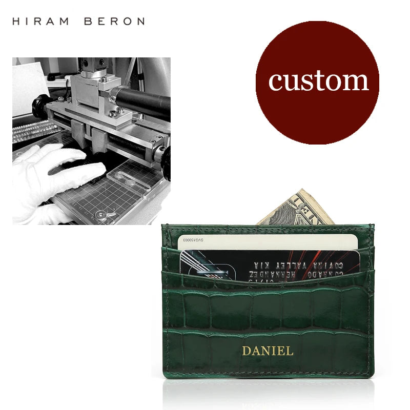 Croco Leather Card Holder Wallet – Custom Name Monogram