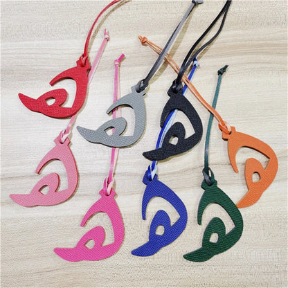 Wholesale Luxury Genuine Natural Leather Character Alphabet Arabic Letter H Keychain Backpack
