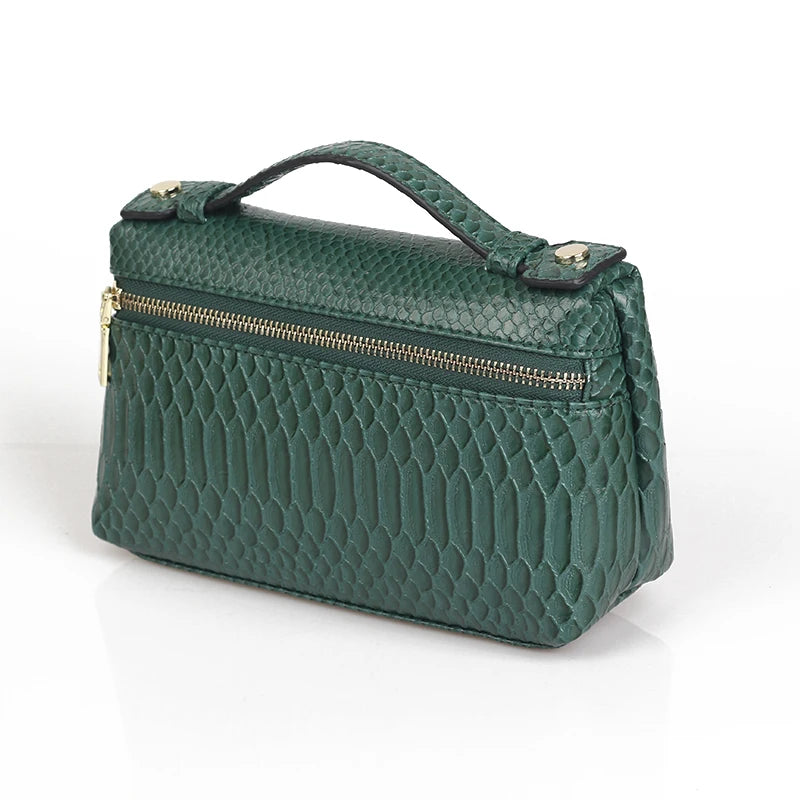 Embossed Leather Makeup Bag – Women's Exotic Pattern Clutch