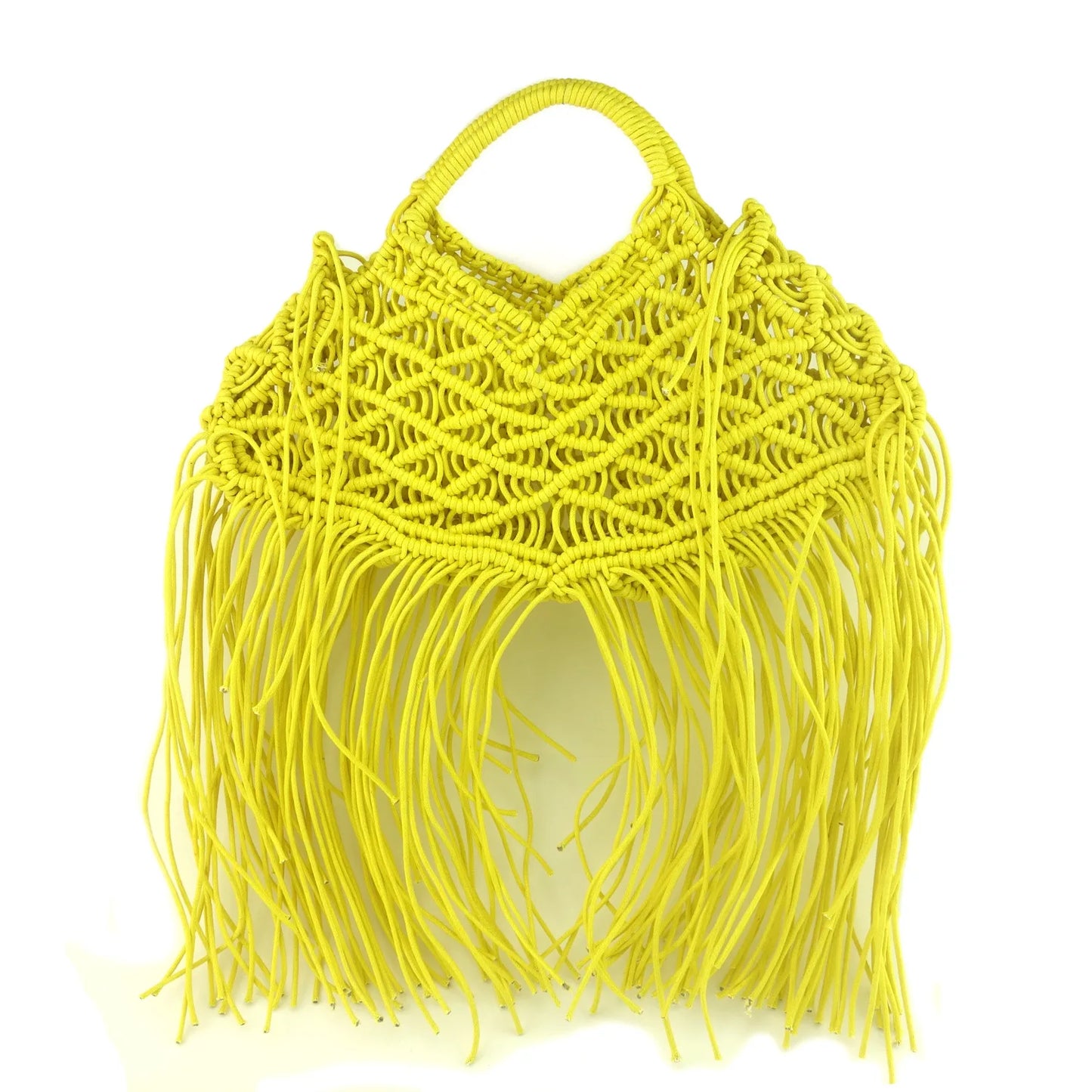 Bohemian Tassel Fishnet Tote Bag Designer Hollow Rope Woven Women Handbags Summer Beach Straw Bags