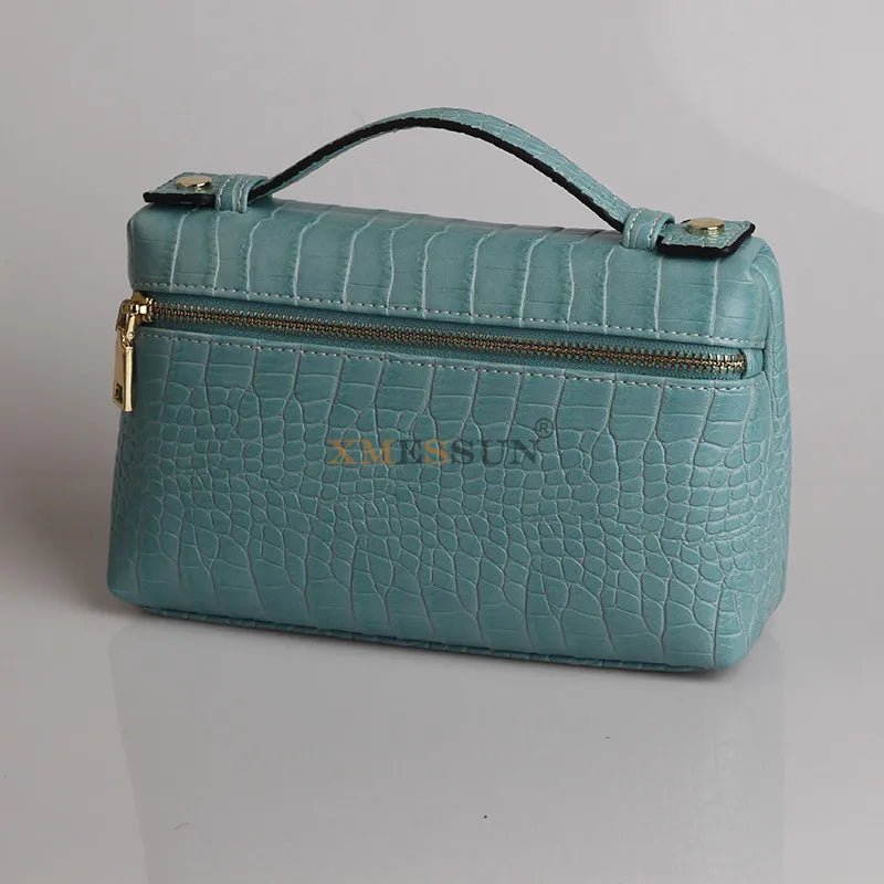 Exotic Embossed Leather Makeup Clutch Bag – Luxury Women's Handbag