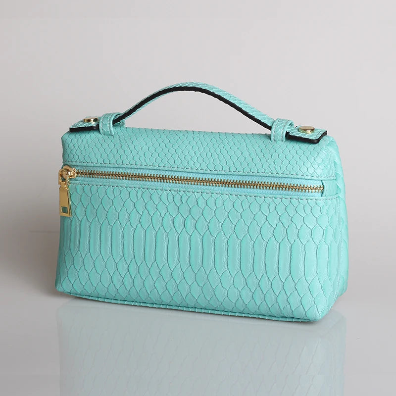 Exotic Embossed Leather Makeup Clutch Bag – Luxury Women's Handbag