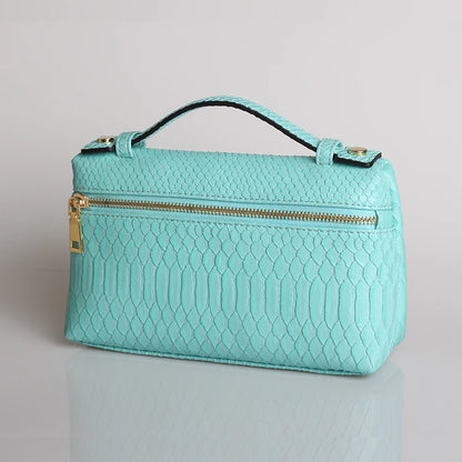 Exotic Embossed Leather Makeup Clutch Bag – Luxury Women's Handbag