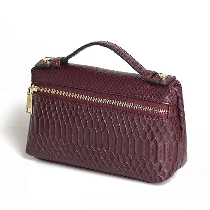 Embossed Leather Makeup Bag – Women's Exotic Pattern Clutch