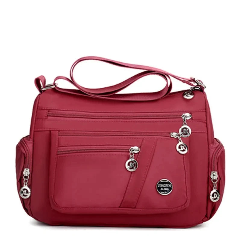 Waterproof Oxford Crossbody Bag – Multi-Zipper Women's Bag