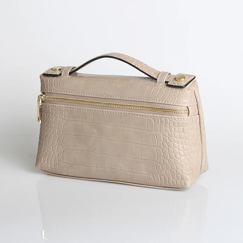 Embossed Leather Makeup Bag – Women's Exotic Pattern Clutch