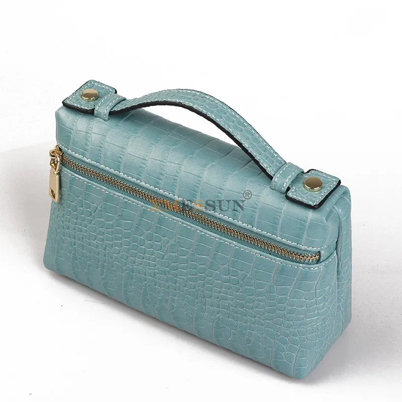 Exotic Embossed Leather Makeup Clutch Bag – Luxury Women's Handbag