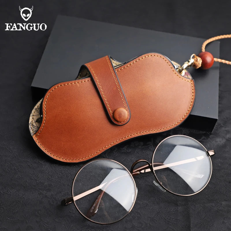 Genuine Leather Glasses Case – Handmade Portable Eyeglasses Pouch