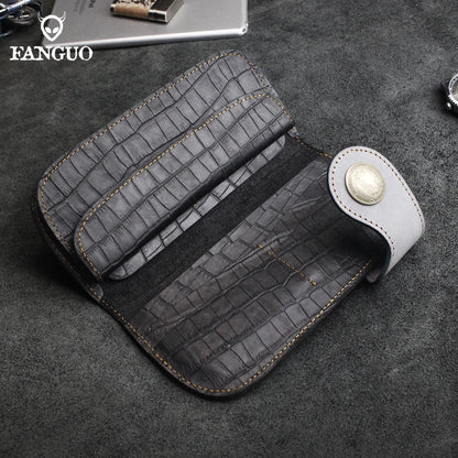 Crocodile Pattern Genuine Leather Long Wallet for Men