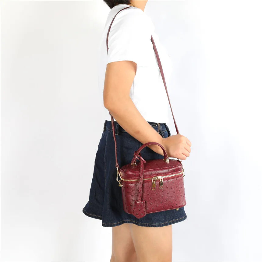 Ostrich & Python Pattern Women's Crossbody Shoulder Bag