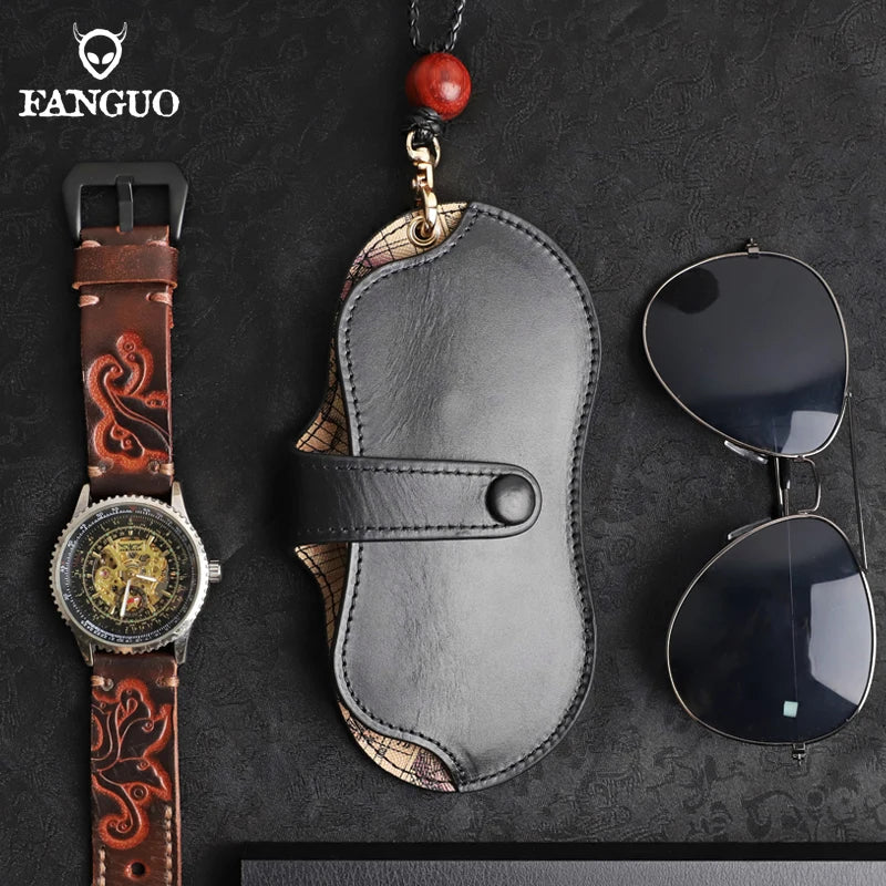 Genuine Leather Glasses Case – Handmade Portable Eyeglasses Pouch