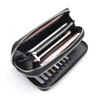 Men's Crocodile Leather Long Wallet Double Zipper Clutch