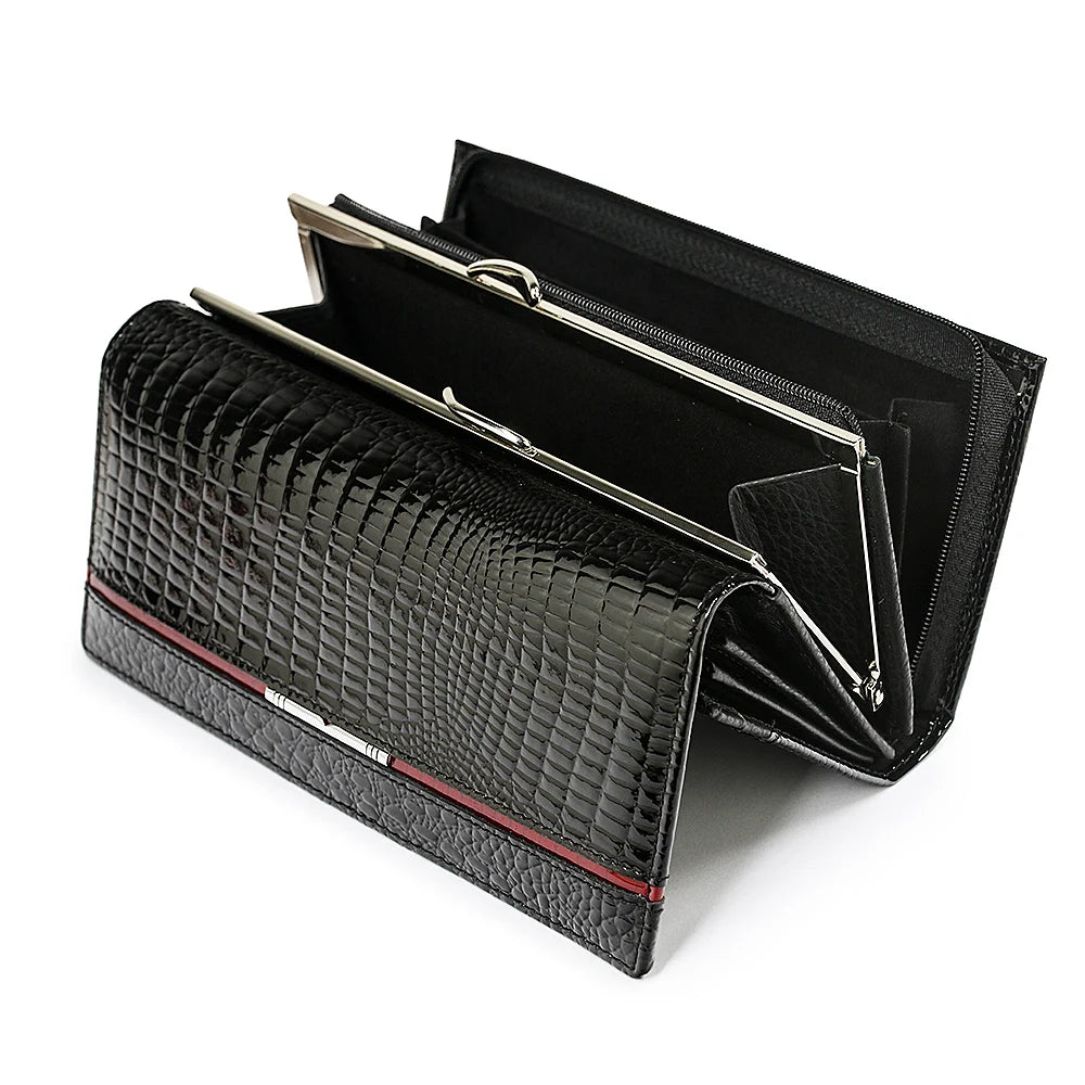 Alligator Genuine Leather Women's Clutch Wallet with Card Slots