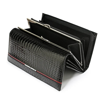 Alligator Genuine Leather Women's Clutch Wallet with Card Slots