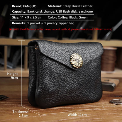 Crazy Horse Leather Card Wallet & Coin Purse – Unisex