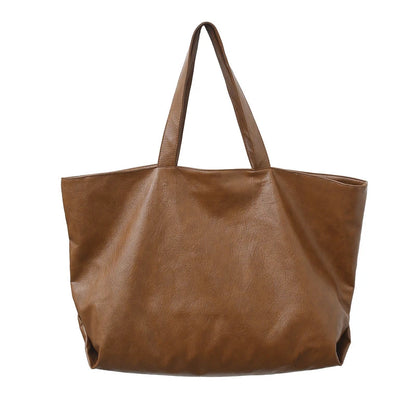Black Color Oversized Tote Bags Women 2021 Lightweight Big Capacity Soft Leather Shoulder Bag Unisex