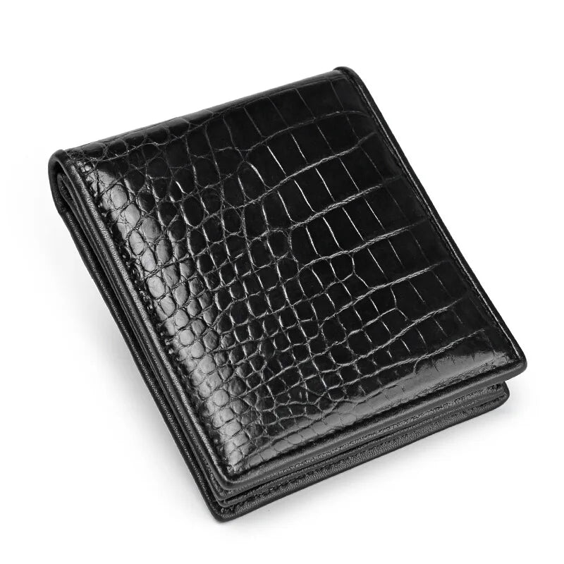 Crocodile Leather Men's Short Wallet with Multi-Card Slots