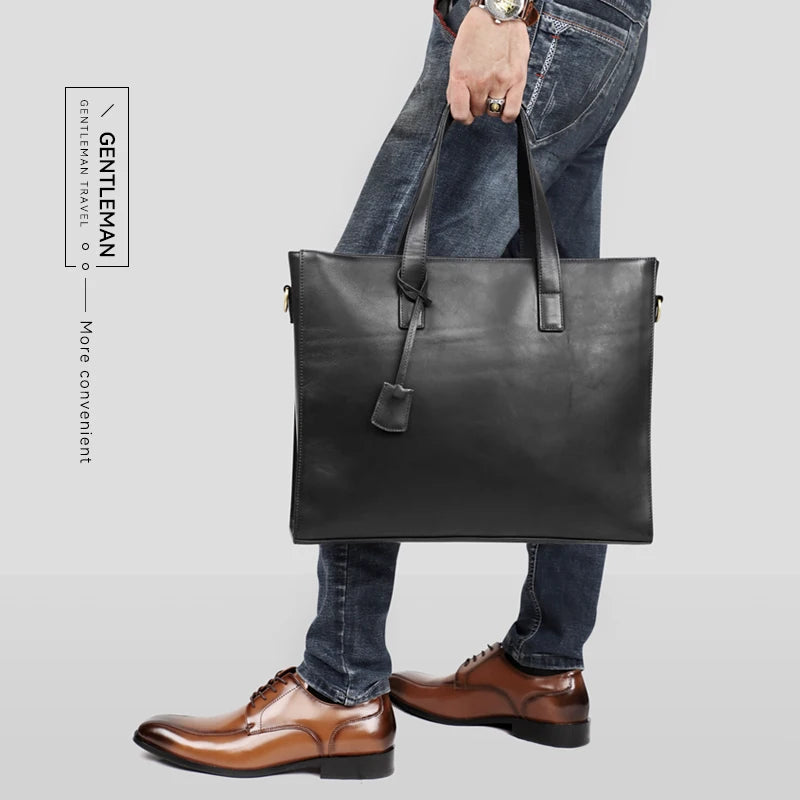 Genuine Leather Briefcase – Handmade 16" Laptop Messenger Bag for Men & Women
