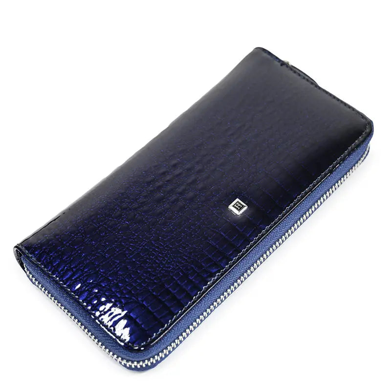Women's Alligator Embossed Zipper Long Wallet – Wristlet Clutch with Card & Coin Slots