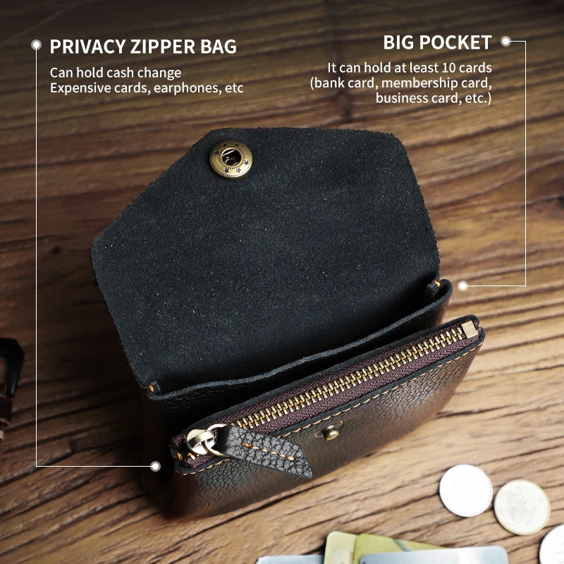 Crazy Horse Leather Card Wallet & Coin Purse – Unisex