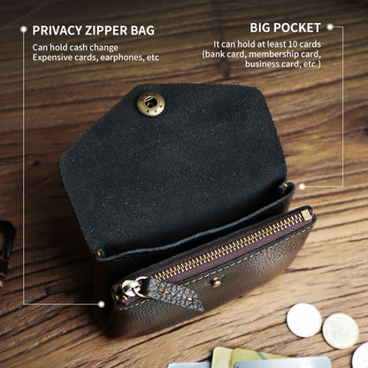 Crazy Horse Leather Card Wallet & Coin Purse – Unisex