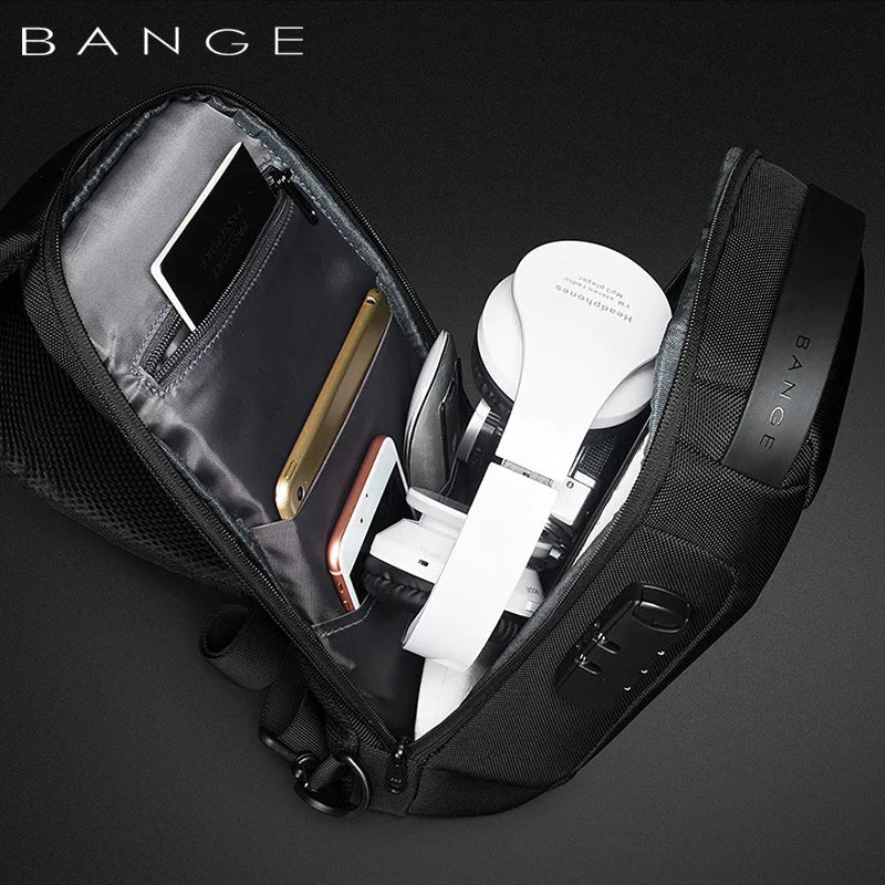Bange Anti-Theft Chest Bag – Men's Waterproof Crossbody Sling with USB Charging