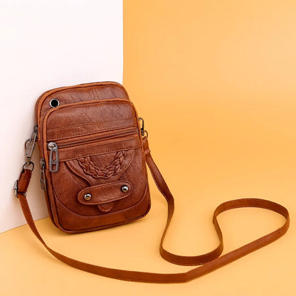 Crossbody Phone Bag for Women – Vintage PU Leather Purse