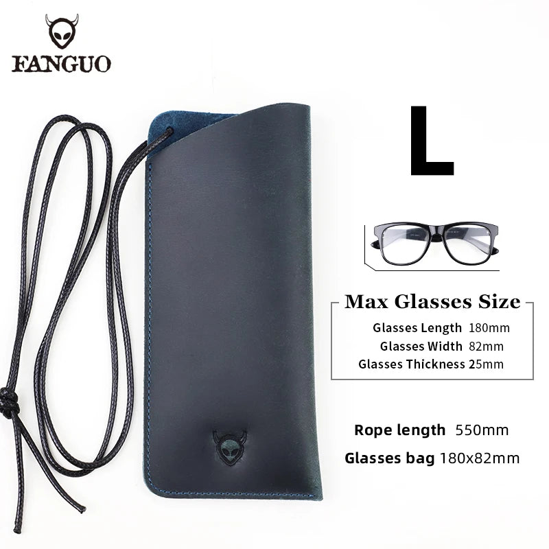 Genuine Leather Glasses Case with Lanyard – Handmade Sunglasses Pouch