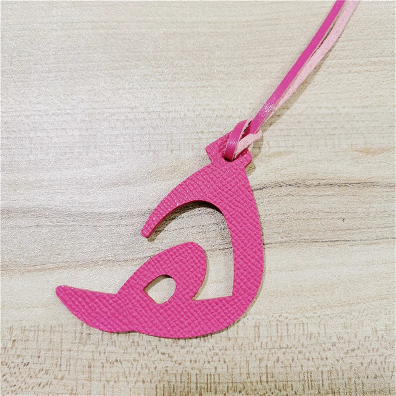 Wholesale Luxury Genuine Natural Leather Character Alphabet Arabic Letter H Keychain Backpack