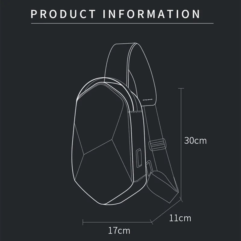 Bange Hard Shell Sling Bag with USB Charging Port – Waterproof Crossbody