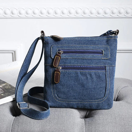 Vintage Denim Crossbody Bag for Women