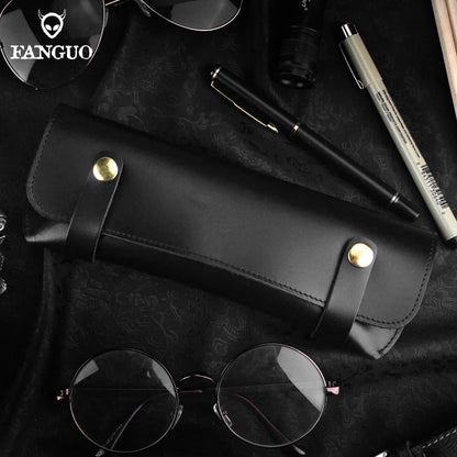 Leather Glasses Case – Handmade Floral Embossed Eyeglasses Pouch